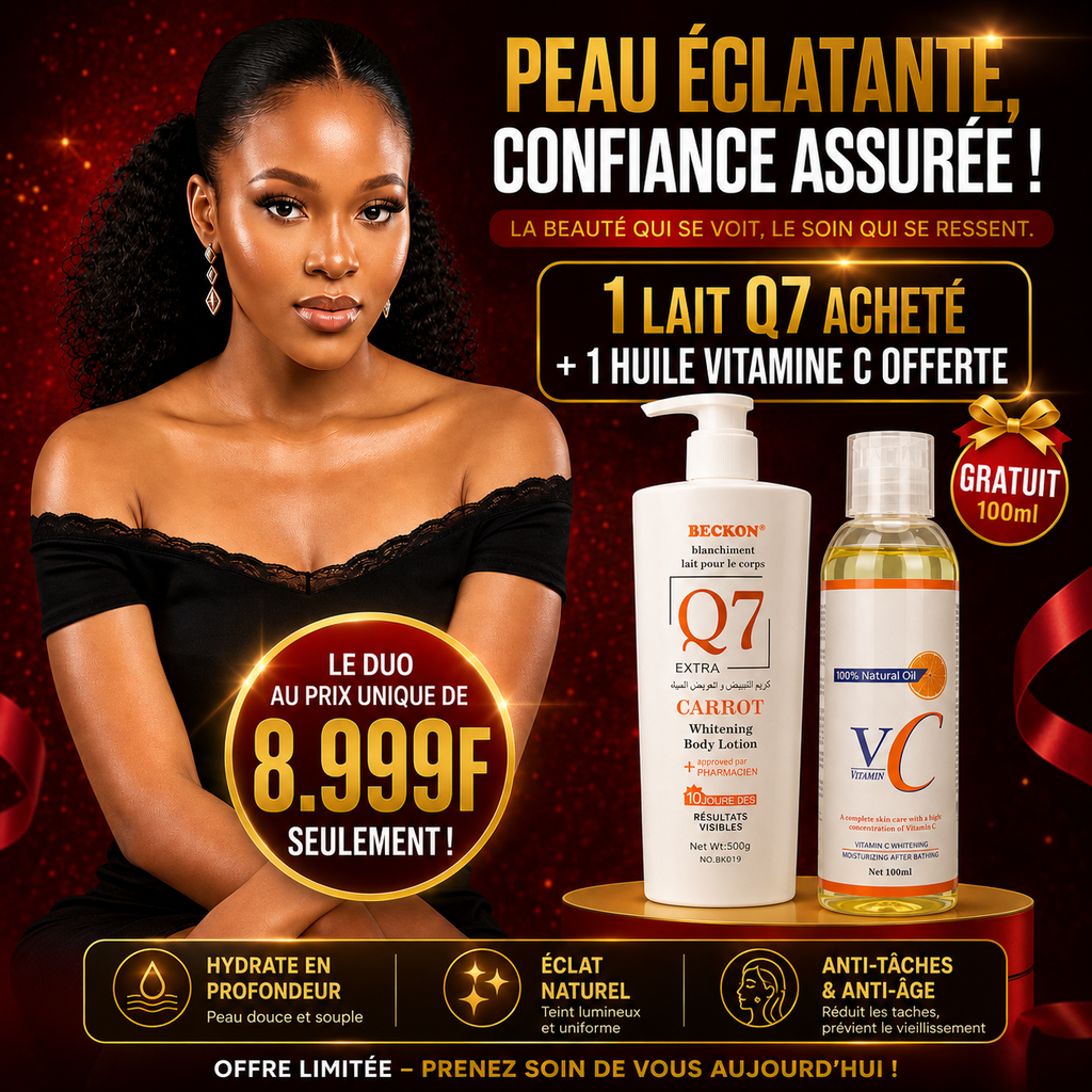 Lait Eclatant , Hydratant et Réparateur au Q7 et Huile VC